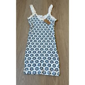 New Vintage Y2K Hollister Women Junior Lace Trim Tank Top Cami Floral Print Xs